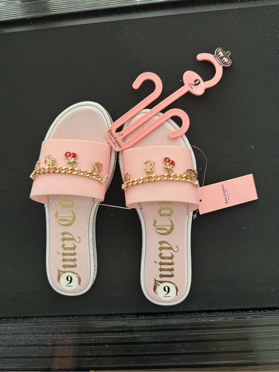Juicy Couture Shoes - *BNWT* Juicy Couture Pink Slide Sandals with Gold Chain &  Charms